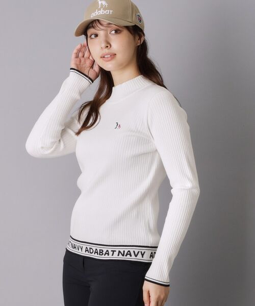 adabat / アダバット ニット・セーター | 【ADABAT NAVY】ワイドリブニットモックネックプルオーバー（ホワイト(001)）