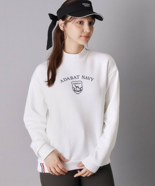 adabat / アダバット カットソー | 【ADABAT NAVY】裏起毛エンブレムロゴモックプルオーバー（ホワイト(001)）