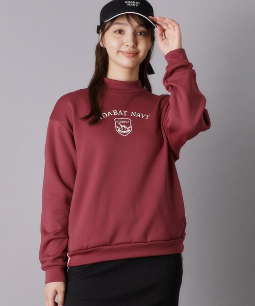 adabat / アダバット カットソー | 【ADABAT NAVY】裏起毛エンブレムロゴモックプルオーバー（ボルドー(064)）