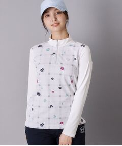 adabat / アダバット カットソー | フラワーチェックコンビハーフジッププルオーバー