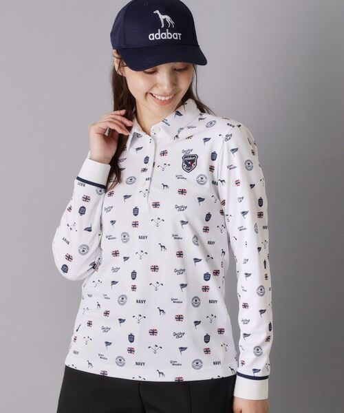 adabat / アダバット ポロシャツ | 【ADABAT NAVY】シャダンモノグラム長袖ポロシャツ | 詳細1