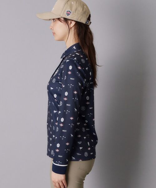 adabat / アダバット ポロシャツ | 【ADABAT NAVY】シャダンモノグラム長袖ポロシャツ | 詳細10