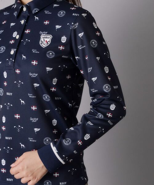 adabat / アダバット ポロシャツ | 【ADABAT NAVY】シャダンモノグラム長袖ポロシャツ | 詳細13