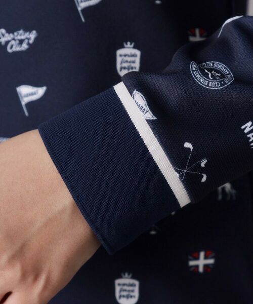 adabat / アダバット ポロシャツ | 【ADABAT NAVY】シャダンモノグラム長袖ポロシャツ | 詳細14