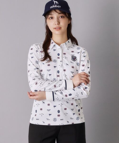adabat / アダバット ポロシャツ | 【ADABAT NAVY】シャダンモノグラム長袖ポロシャツ | 詳細2