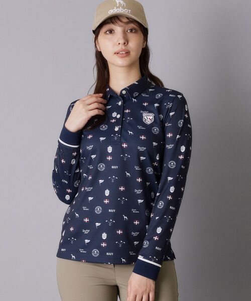 adabat / アダバット ポロシャツ | 【ADABAT NAVY】シャダンモノグラム長袖ポロシャツ | 詳細5