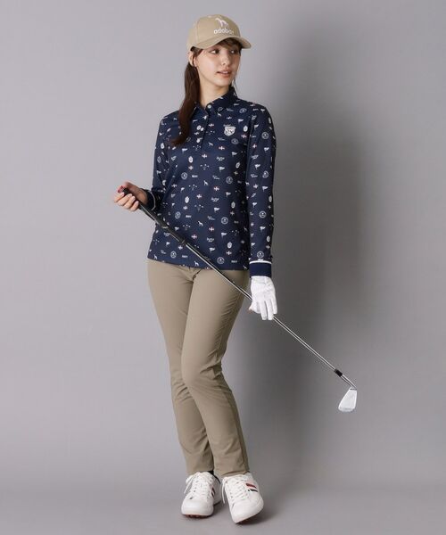 adabat / アダバット ポロシャツ | 【ADABAT NAVY】シャダンモノグラム長袖ポロシャツ | 詳細7