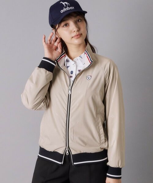 adabat / アダバット レザーブルゾン・ジャケット | 【ADABAT NAVY】モノグラムエンボスジップブルゾン（ベージュ(052)）