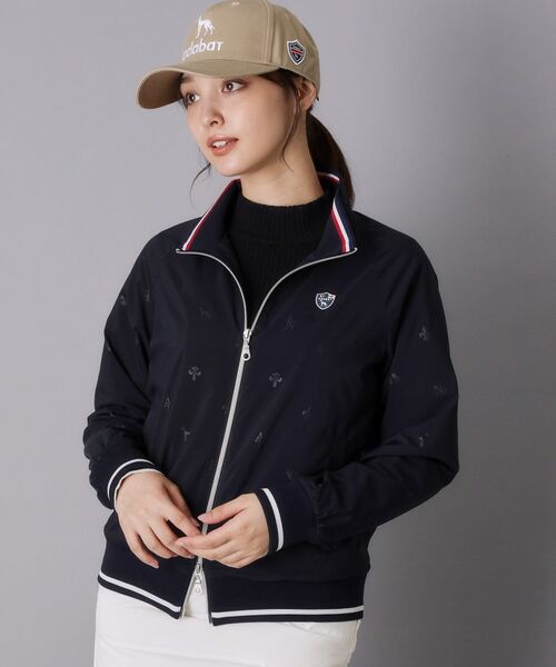 adabat / アダバット レザーブルゾン・ジャケット | 【ADABAT NAVY】モノグラムエンボスジップブルゾン（ネイビー(094)）