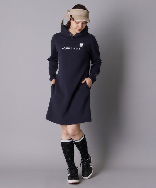 adabat / アダバット ミニ丈・ひざ丈ワンピース | 【ADABAT NAVY】長袖フーディワンピース | 詳細6