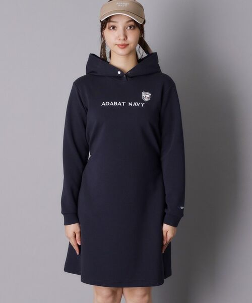 adabat / アダバット ミニ丈・ひざ丈ワンピース | 【ADABAT NAVY】長袖フーディワンピース | 詳細9