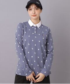 adabat / アダバット カットソー | 【ADABAT NAVY】モノグラムサッカー長袖ポロシャツ