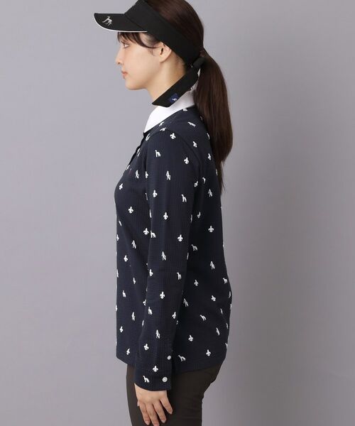 adabat / アダバット カットソー | 【ADABAT NAVY】モノグラムサッカー長袖ポロシャツ | 詳細10
