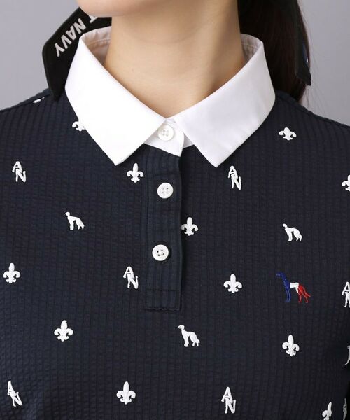 adabat / アダバット カットソー | 【ADABAT NAVY】モノグラムサッカー長袖ポロシャツ | 詳細12