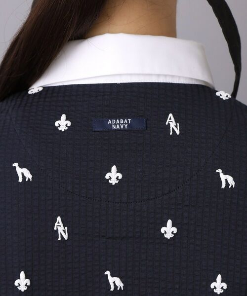 adabat / アダバット カットソー | 【ADABAT NAVY】モノグラムサッカー長袖ポロシャツ | 詳細13