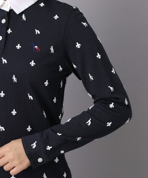 adabat / アダバット カットソー | 【ADABAT NAVY】モノグラムサッカー長袖ポロシャツ | 詳細14
