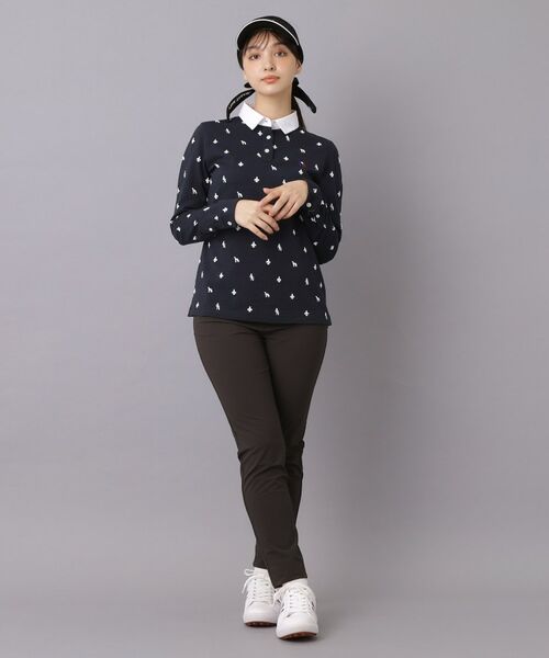 adabat / アダバット カットソー | 【ADABAT NAVY】モノグラムサッカー長袖ポロシャツ | 詳細2