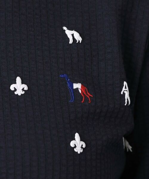 adabat / アダバット カットソー | 【ADABAT NAVY】モノグラムサッカー長袖ポロシャツ | 詳細4