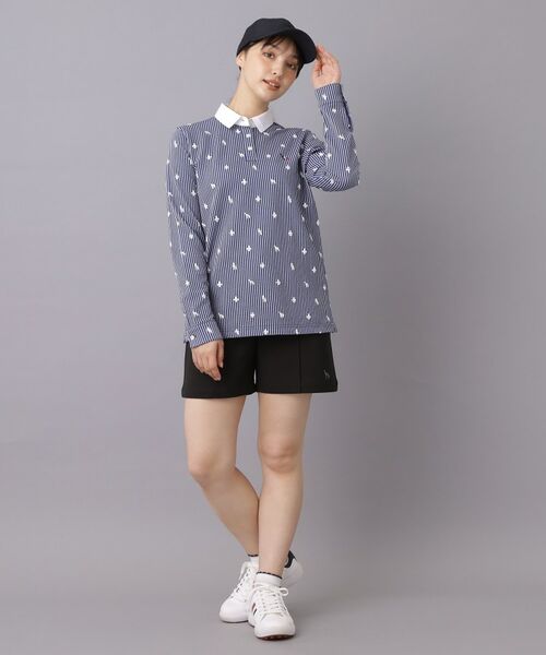 adabat / アダバット カットソー | 【ADABAT NAVY】モノグラムサッカー長袖ポロシャツ | 詳細6