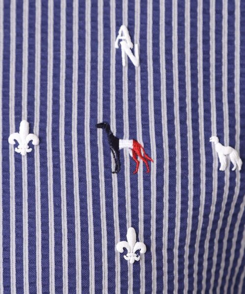 adabat / アダバット カットソー | 【ADABAT NAVY】モノグラムサッカー長袖ポロシャツ | 詳細8