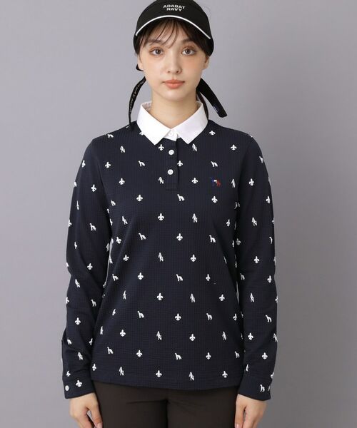 adabat / アダバット カットソー | 【ADABAT NAVY】モノグラムサッカー長袖ポロシャツ | 詳細9