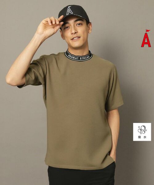 撥水加工 ロゴラインストレッチモックネックT （カットソー