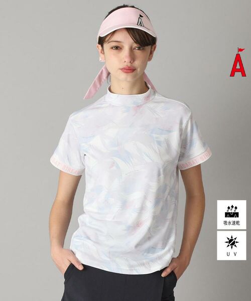 ADABAT STREAM/アダバットストリーム UVカット/吸水速乾 フェザープリントモックネックT ホワイト(101) 36(S) ADABAT STREAM/アダバットストリーム UVカット/吸水速乾 フェザープリントモックネックT ホワイト(101) 36(S)