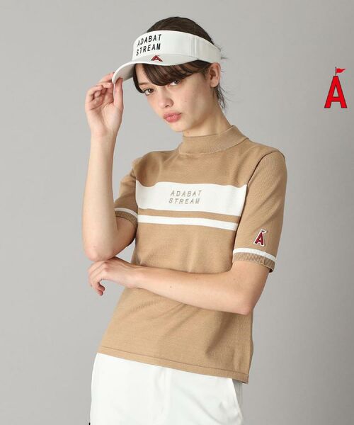 ADABAT STREAM/アダバットストリーム 半袖モックネック ニット トープ(054) 42(LL) ADABAT STREAM/アダバットストリーム 半袖モックネック ニット トープ(054) 42(LL)