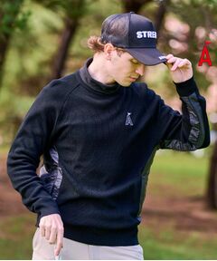 ADABAT STREAM / アダバットストリーム ニット・セーター | 布帛コンビクルーネックニット