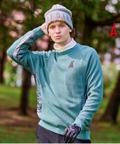 ADABAT STREAM / アダバットストリーム ニット・セーター | 布帛コンビクルーネックニット