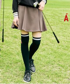 ADABAT STREAM / アダバットストリーム ミニ・ひざ丈スカート | ロゴラインフレアスカート