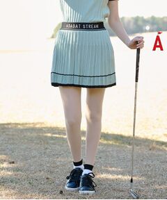 ADABAT STREAM / アダバットストリーム ミニ・ひざ丈スカート | ラインニットプリーツスカート