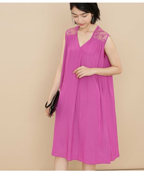 セール サテンレース付ノースリワンピース ワンピース Adam Et Rope アダム エ ロペ ファッション通販 タカシマヤファッションスクエア