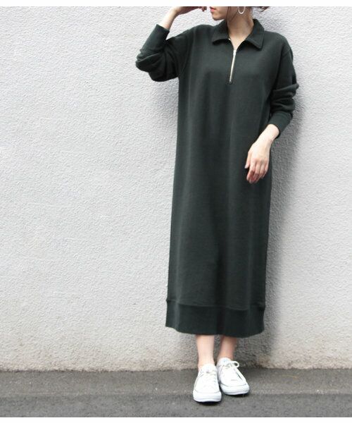 セール 別注rochester Half Zip Sweat Top One Piece ワンピース Adam Et Rope アダム エ ロペ ファッション通販 タカシマヤファッションスクエア