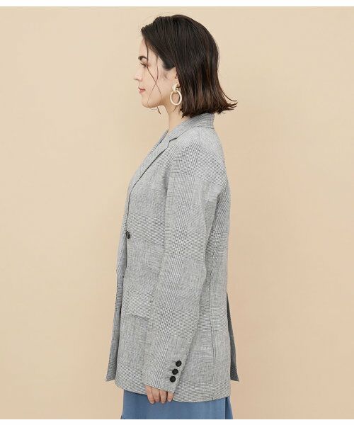 セール】 LINEN グレンチェックジャケット （テーラードジャケット 