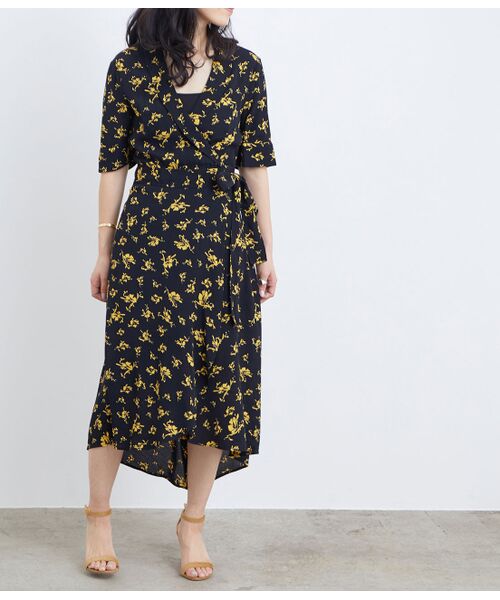 botanical georgette wrap dress