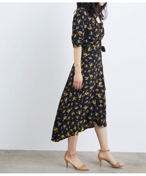 botanical georgette wrap dress