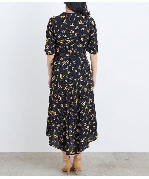 botanical georgette wrap dress