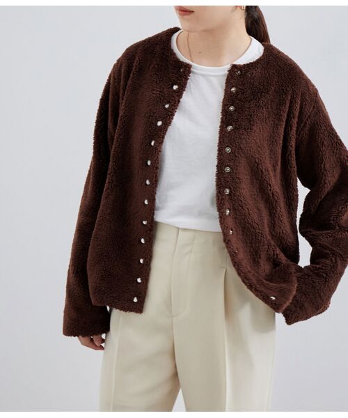 Agnes B Pour Adam Et Rope ボア Cardigan Pressions カーディガン ボレロ Adam Et Rope アダム エ ロペ ファッション通販 タカシマヤファッションスクエア