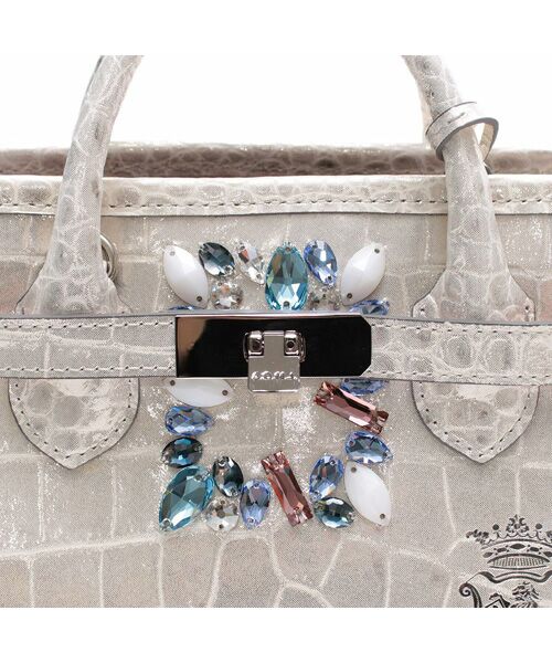 Accesoires De Mademoiselle / アクセソワ・ドゥ・マドモワゼル トートバッグ | ヴィッテリグリシャムウェンディ/クリスタルソーイング前金具付トート20cm PLATINUM | 詳細4