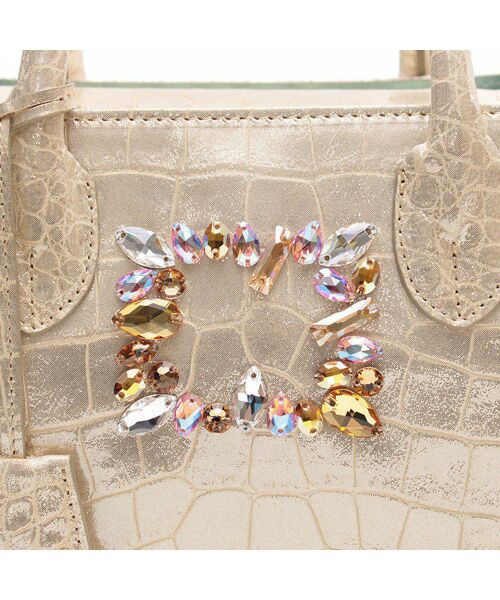 Accesoires De Mademoiselle / アクセソワ・ドゥ・マドモワゼル トートバッグ | ヴィッテリグリシャムウェンディ/クリスタルソーイングヘリ巻きトート25cm　GOLD | 詳細4