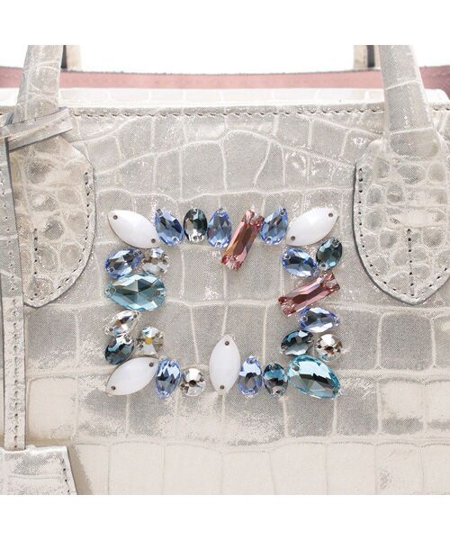 Accesoires De Mademoiselle / アクセソワ・ドゥ・マドモワゼル トートバッグ | ヴィッテリグリシャムウェンディ/クリスタルソーイングヘリ巻きトート25cm PLATINUM | 詳細4