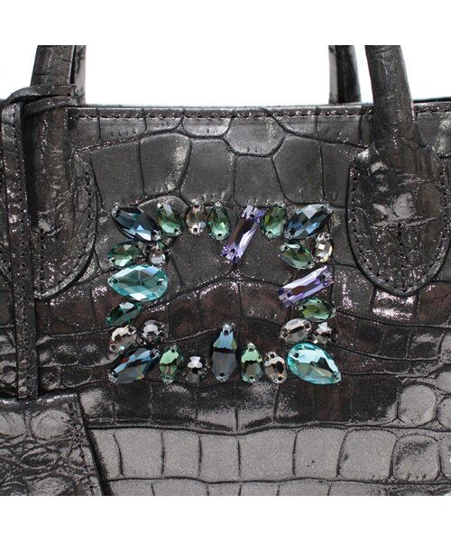 Accesoires De Mademoiselle / アクセソワ・ドゥ・マドモワゼル トートバッグ | ヴィッテリグリシャムウェンディ/クリスタルソーイングヘリ巻きトート25cm　GUNMETAL | 詳細4