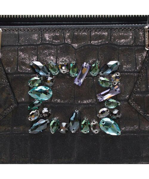 Accesoires De Mademoiselle / アクセソワ・ドゥ・マドモワゼル トートバッグ | ヴィッテリグリシャムウェンディ/クリスタルソーイングWジップトート28cm GUNMETAL | 詳細5