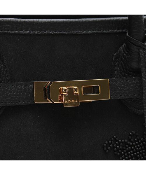 Accesoires De Mademoiselle / アクセソワ・ドゥ・マドモワゼル トートバッグ | スエードプラス/マーキス前金具付トート28cm BLACK/SHIKKOKU | 詳細4