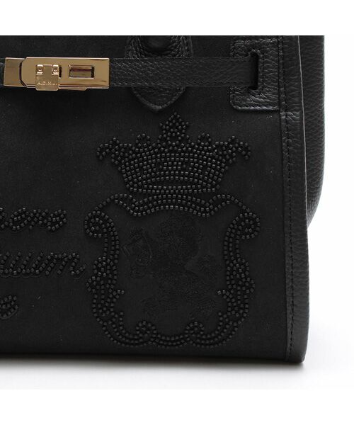 Accesoires De Mademoiselle / アクセソワ・ドゥ・マドモワゼル トートバッグ | スエードプラス/マーキス前金具付トート28cm BLACK/SHIKKOKU | 詳細5