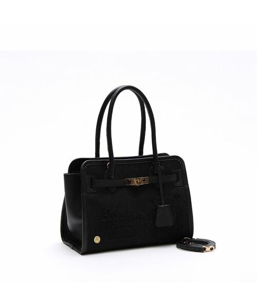 Accesoires De Mademoiselle / アクセソワ・ドゥ・マドモワゼル トートバッグ | スエードプラス/マーキス前金具付トート28cm BLACK/SHIKKOKU(BLACK)