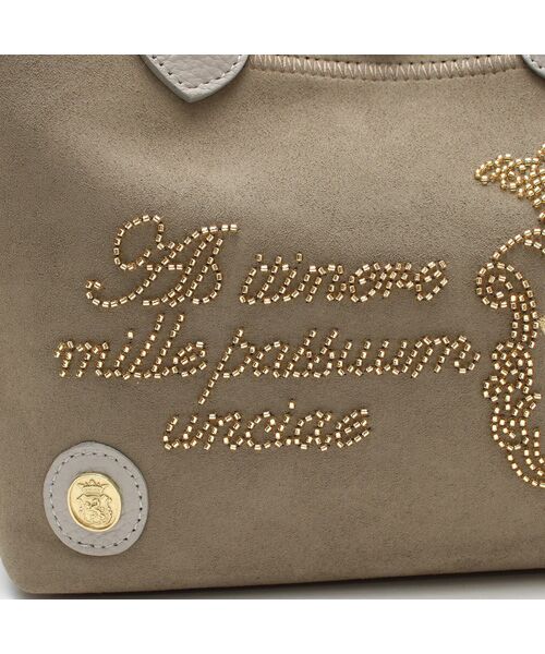 Accesoires De Mademoiselle / アクセソワ・ドゥ・マドモワゼル トートバッグ | スエードプラス/マーキスショルダーストラップ付トート21cm FANGO/SHIROGANE | 詳細7