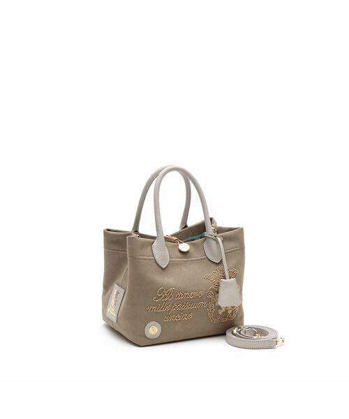 Accesoires De Mademoiselle / アクセソワ・ドゥ・マドモワゼル トートバッグ | スエードプラス/マーキスショルダーストラップ付トート21cm FANGO/SHIROGANE(FANGO)