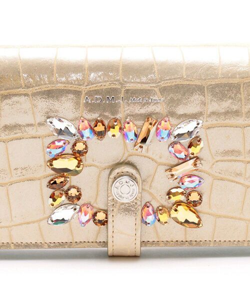 Accesoires De Mademoiselle / アクセソワ・ドゥ・マドモワゼル 財布・コインケース・マネークリップ | ヴィッテリグリシャムウェンディ/クリスタルソーイングロングウォレット　GOLD | 詳細4